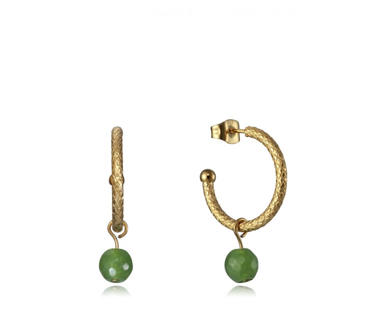 PENDIENTES VICEORY ACERO DORADO ARO BOLA VERDE 75289E01012