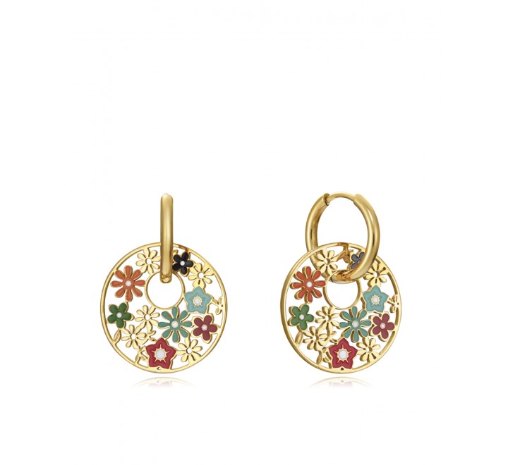 PENDIENTES VICEROY ACERO DORADO FLORES ESMALTE 75290E09019