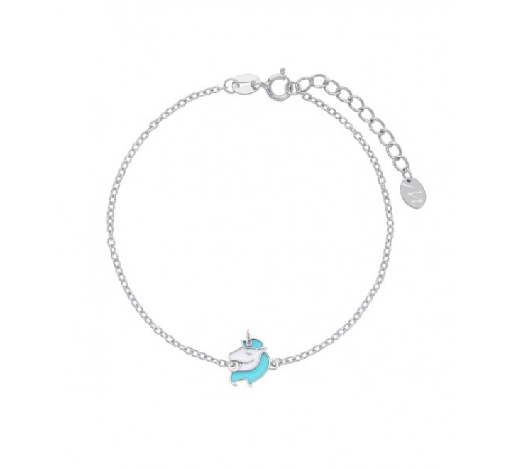 PULSERA MAREA PLATA UNICORNIO AZUL D02403/AJ