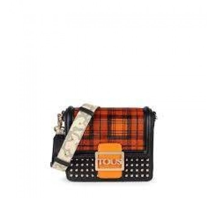 BANDOLERA TOUS S 095900726 K ICON TARTAN NARANJA-NEGRO