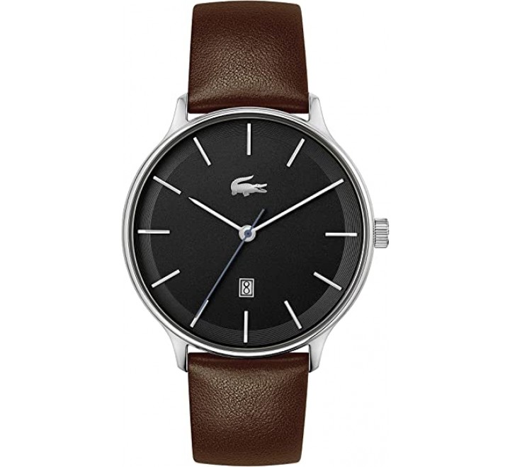 RELOJ LACOSTE CAJA 42MM ESFERA NEGRA CORREA MARRON 2011222