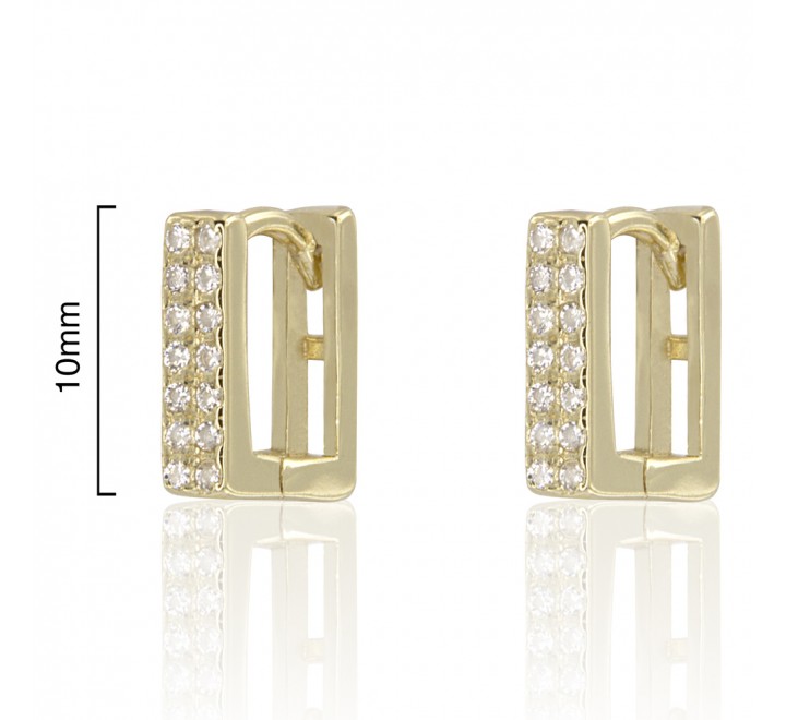 PENDIENTES PLATA CHAPADA ARO CUADRADOS CIRCONITAS 8455300439