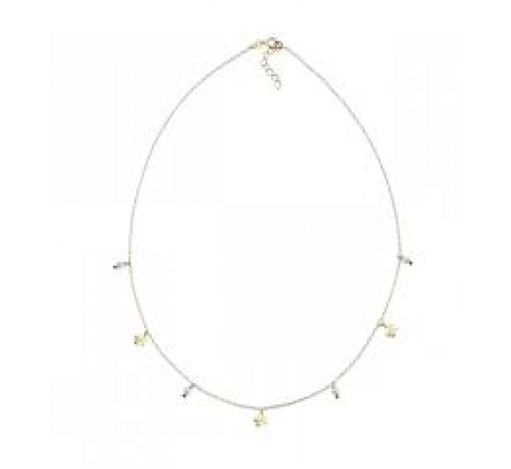 GARGANTILLA PLATA DORADA PERLAS Y FLORECITAS 00511604