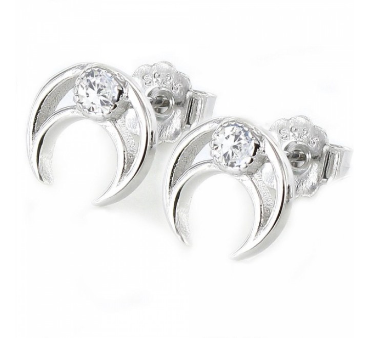 PENDIENTES PLATA LUNA INVERTIDA CALADA 9MM CIRCONITA 9105610