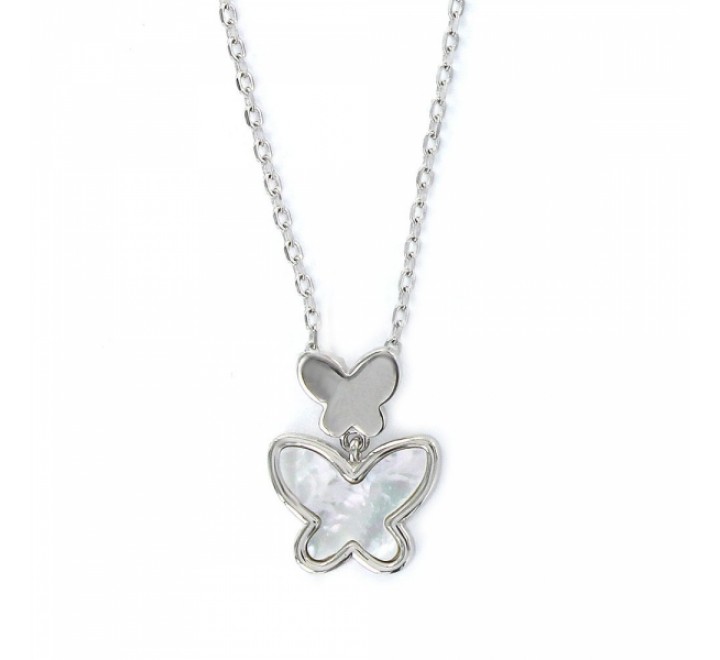 GARGANTILLA PLATA CADENA CON MARIPOSA LISA  7MM 9106944