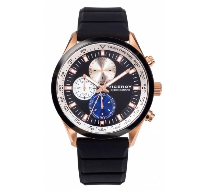 RELOJ VICEROY 471269-57 CABALLERO CAUCHO NEGRO CAJA ROSADA