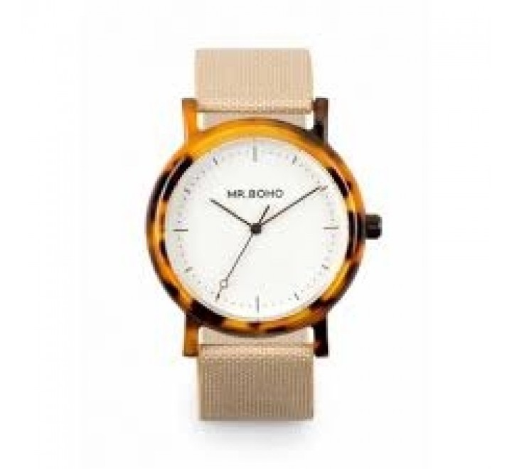 RELOJ MR BOHO 00728634 CORREA PIEL BEIGE CAJA CAREI MARRON