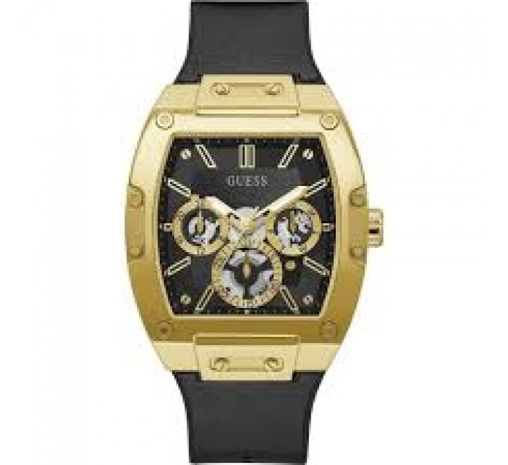 RELOJ GUESS GW0202G1 CORREA SILICONA NEGRA CAJA DORADA