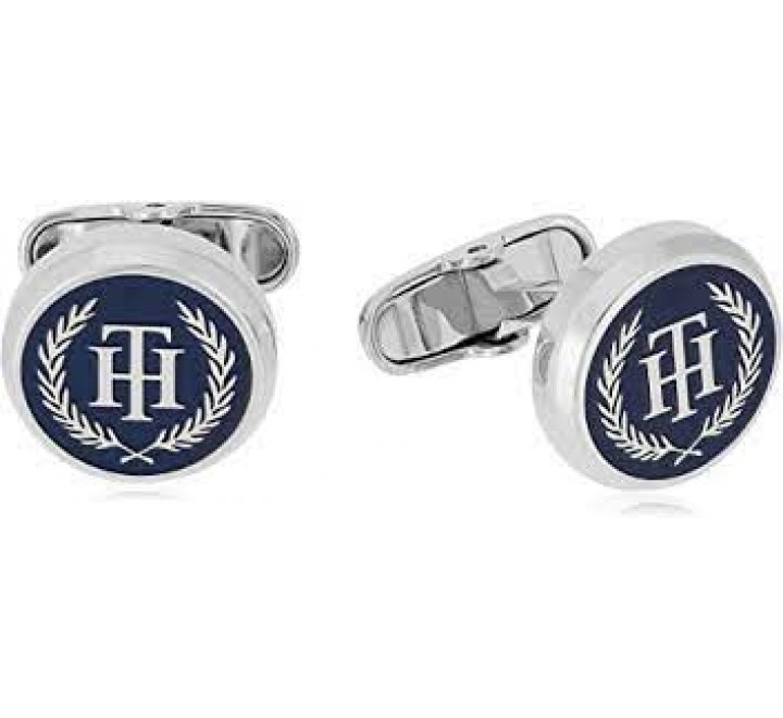 GEMELOS TOMMY HILFIGER REDONDOS PVD AZUL LOGO MARCA 2790253