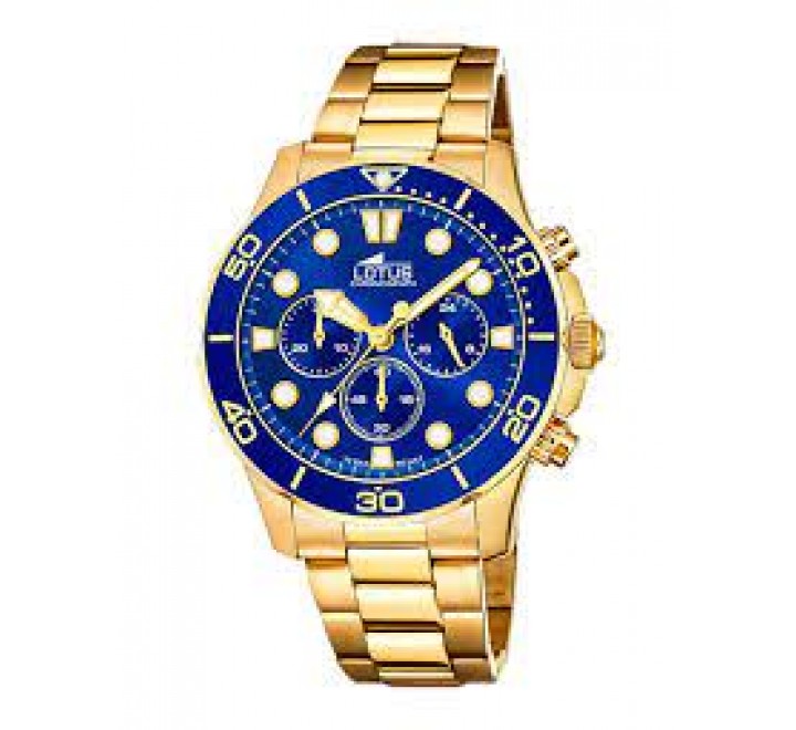 RELOJ LOTUS CRONO ACERO DORADO ESFERA AZUL 18758/1