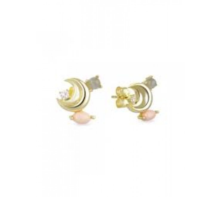 PENDIENTES LUXENTER PLATA DORADA LUNA PIEDRAS EXA348Y70500