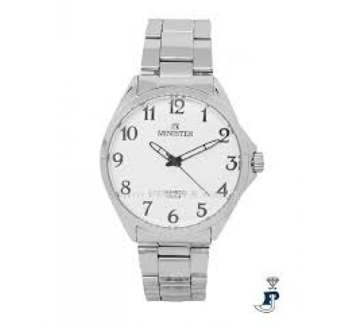 RELOJ MINISTER 9043 CAB ACERO ESFERA BLANCA NUMEROS AZULES