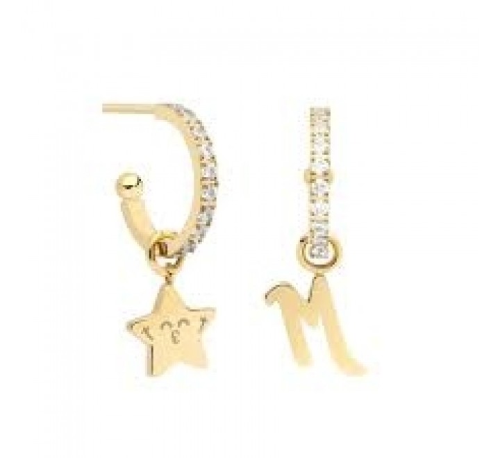 PENDIENTES MR WONDERFUL WJ10111 ACERO CHAPADO LETRA M