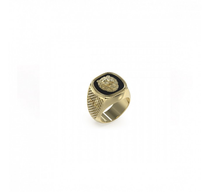 ANILLO GUESS CABALL. ACERO DORADO LEON JUMR04003JYGBK64