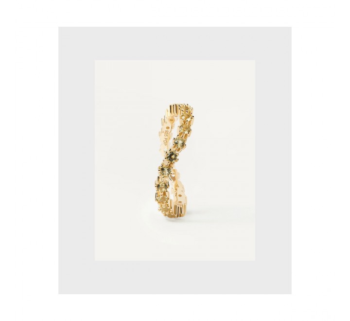 ANILLO PDPAOLA PLATA DORADA PIEDRAS VERDES N?14 AN01-461-14