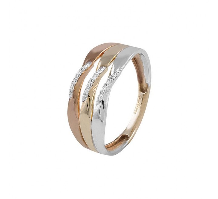 ANILLO ORO TRICOLOR DIAMANTES 0,90MM GRN-501-000-14