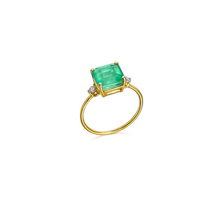 ANILLO ORO CUARZO VERDE 8X8 Nº17 GA095OA.17