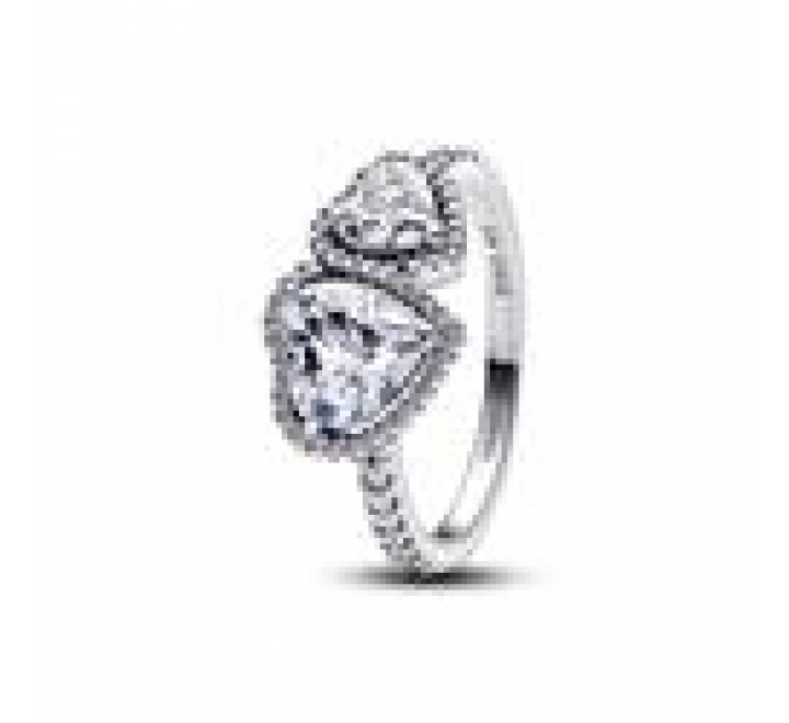 ANILLO PANDORA CORAZONES HALO BRILLANTE 193659C01-52