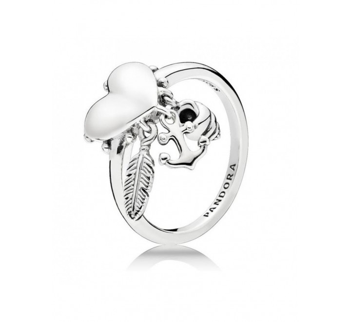 ANILLO PANDORA 197187-54 N?14 PLATA CORAZON TRES COLGANTITOS