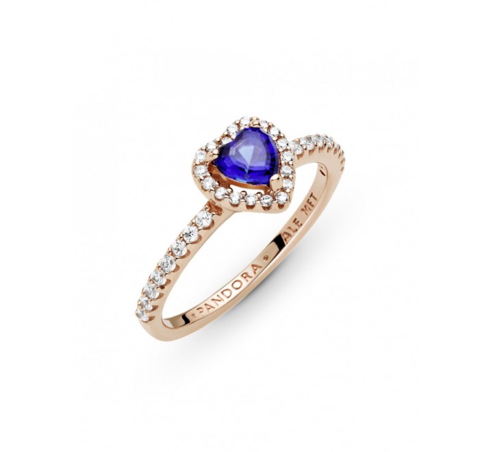 ANILLO PANDORA 188421C01-52  PLATA ROSADA CORAZON AZUL