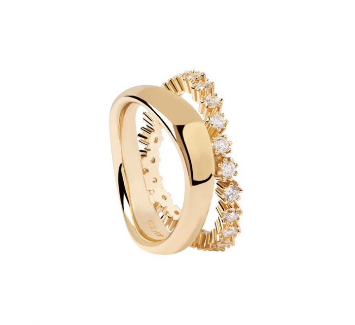 ANILLO PDPAOLA PLATA DORADA DOBLE CIRCONITA N?14 AN01-463-14