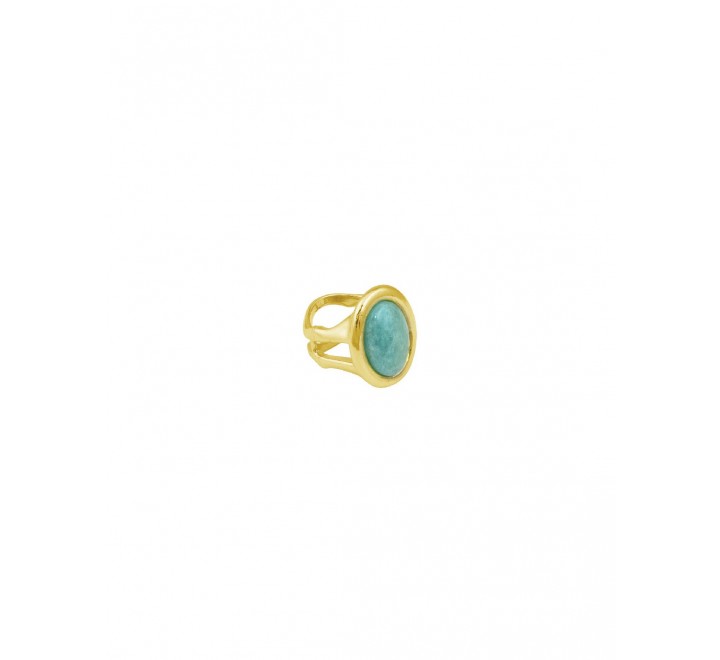 ANILLO CICLON DORADO OVALADO CON TURQUESA ZAMAK 220505-90-10