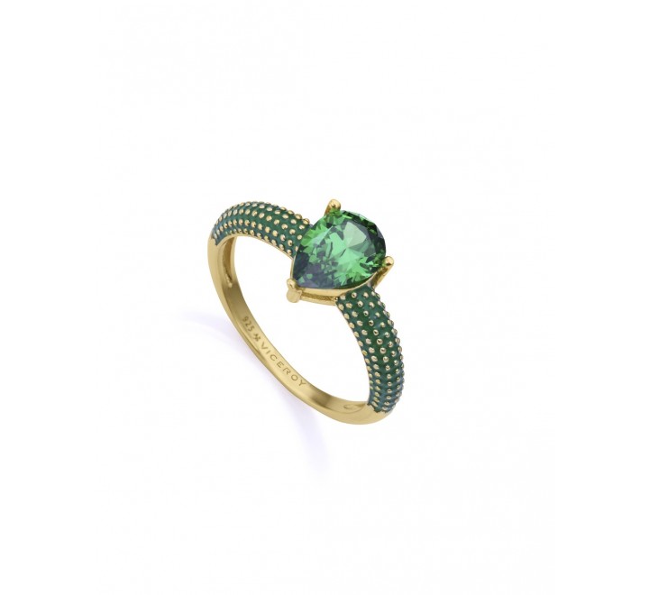 ANILLO PLATA DORADO CIRCONITAS VERDES 15122A016-32