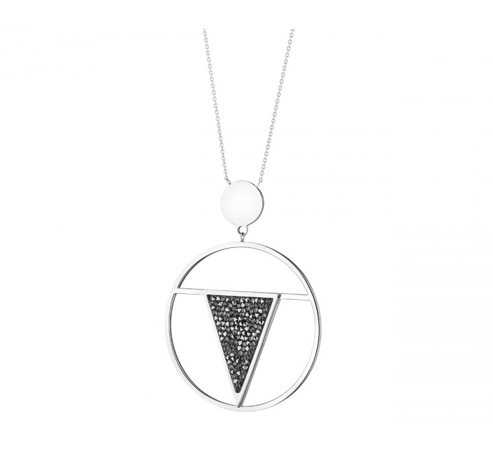 COLLAR ELIXA ACERO REDONDO TRIANGULO CON CRISTALES  EL128-9884