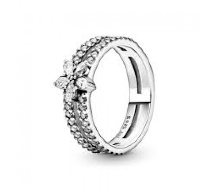 Anillo Doble Pandora Copo de Nieve Brillante 199236C01 54 de plata