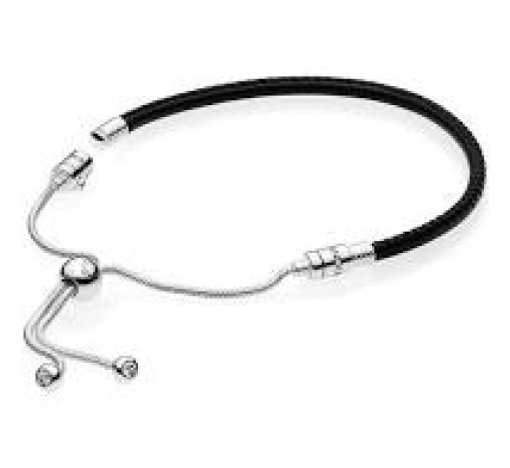 PULSERA PANDORA 597225CBK-2 CUERO NEGRO Y PLATA