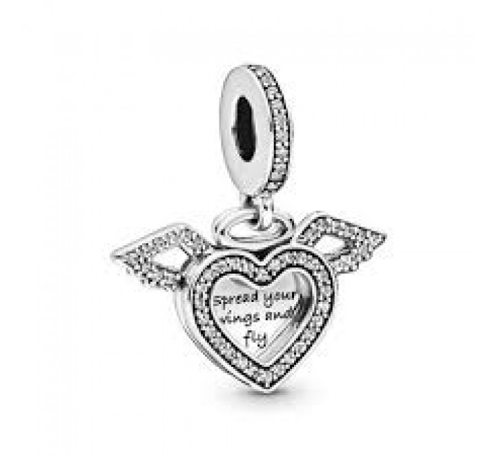 CHARMS PANDORA 798485C01 PLATA CORAZONES Y ALAS CIRCONITAS