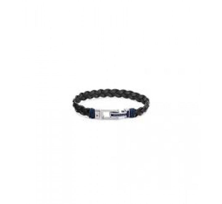 PULSERA TOMMY HILFIGER 2790307 CUERO TRENZADO NEGRO Y ACERO