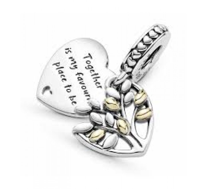CHARMS PANDORA 799161C00 PLATA CORAZON ARBOL VIDA BICOLOR