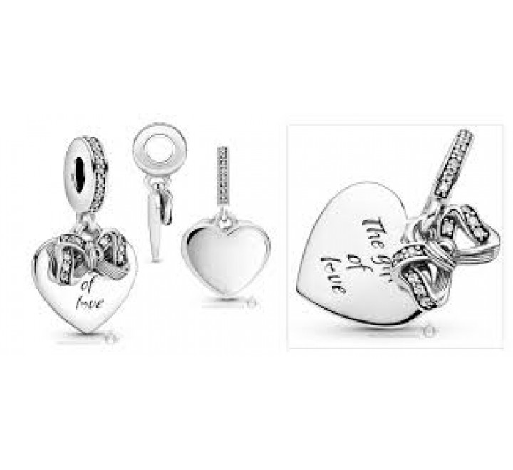 CHARMS PANDORA 799221C01 PLATA CORAZON LAZO CIRCONITAS