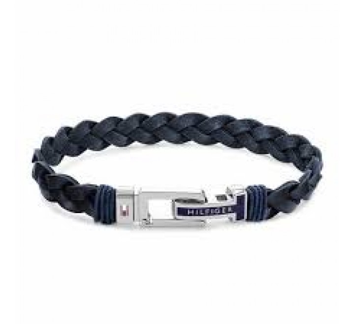 PULSERA TOMMY HILFIGER 2790308 CUERO TRENZADO AZUL Y ACERO
