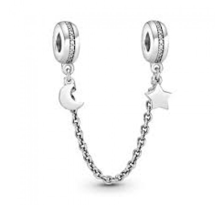 CADENA SEGURIDAD PANDORA 797512CZ-05 PLATA LUNA Y ESTRELLA
