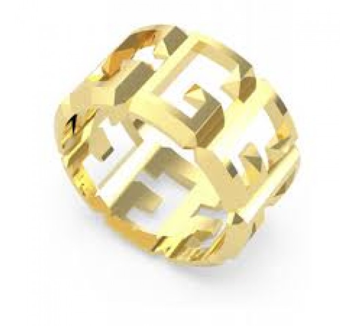 ANILLO GUESS EN ACERO DORADO ADORNADO CON LETRAS