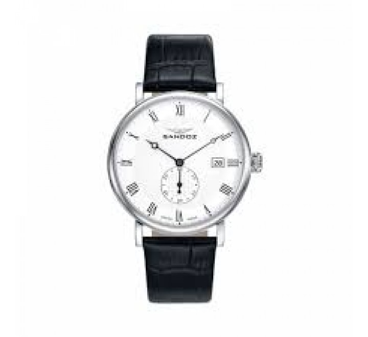 RELOJ SANDOZ 81431-03 CORREA PIEL NEGRA CAJA ACERO Y ZAFIRO