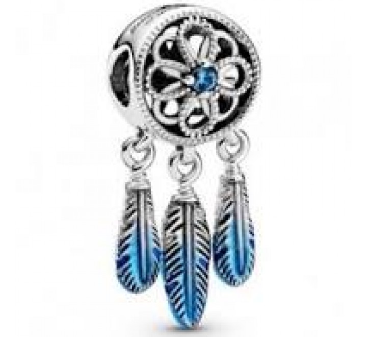 CHARMS PANDORA 799341C01 PLATA ATRAPASUELOS PLUMAS AZULES