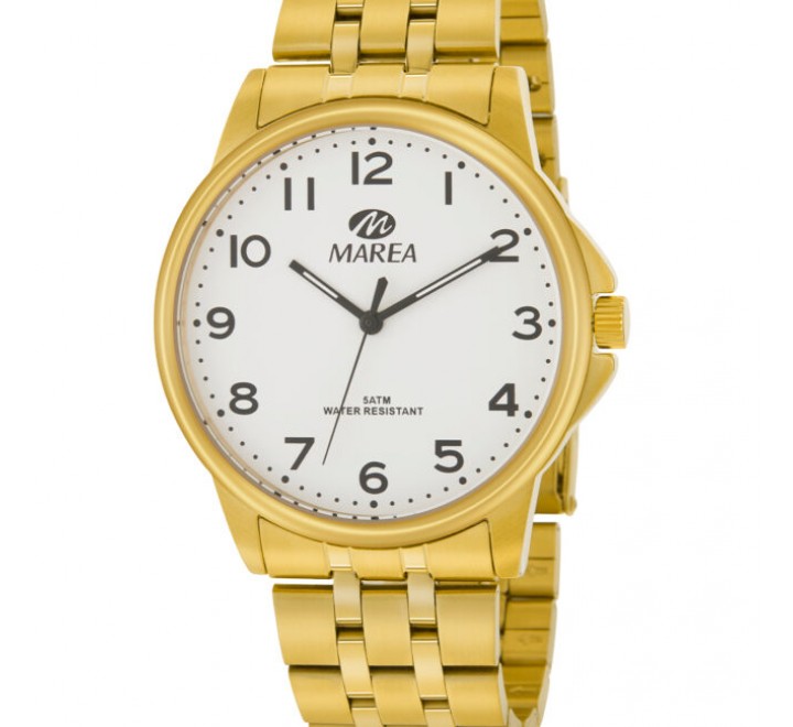 RELOJ MAREA CAJA Y ARMIS ACERO DORADO ESFERA BLANCA B36162/3