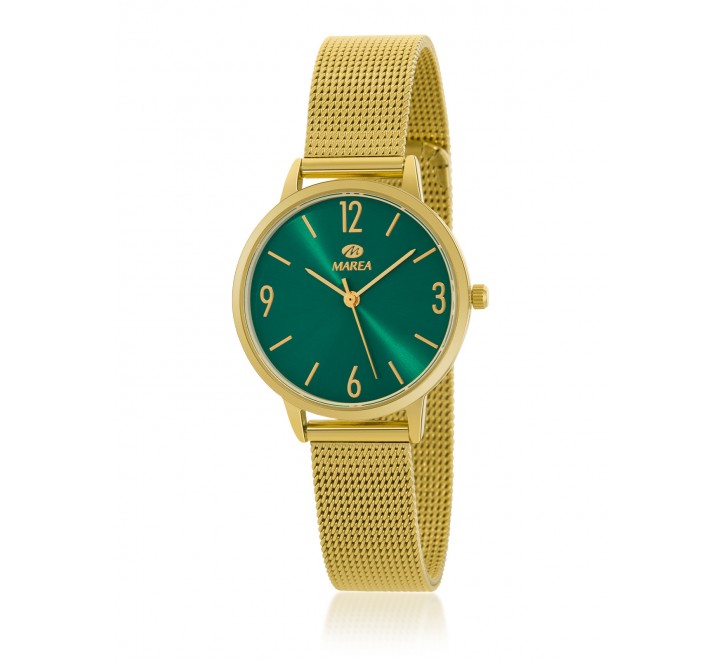 RELOJ MAREA CAJA Y ARMIS ACERO DORADAO ESFERA VERDE B41319/4