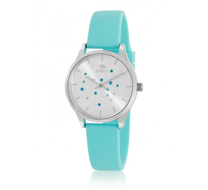 RELOJ MAREA CAJA ACERO CORREA SILICONA AZUL TURQUE B41323/3