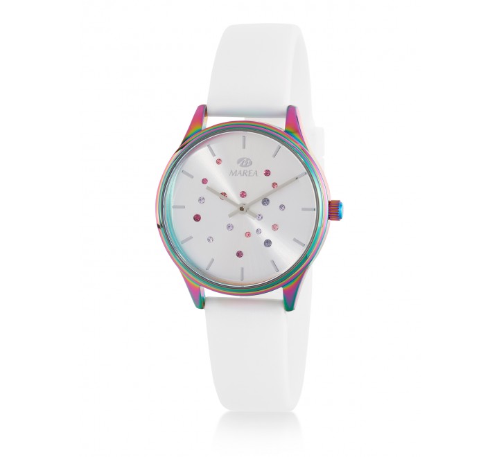 RELOJ MAREA CAJA MULTICOLOR CORREA SILICONA BLANCA B41323/5