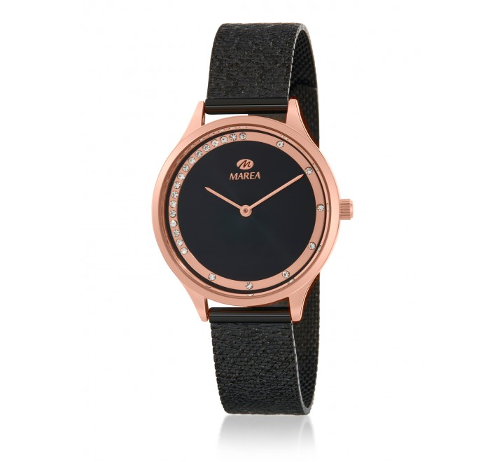 RELOJ MAREA CAJA ROSADA Y ARMIS ACERO NEGRO B41334/4