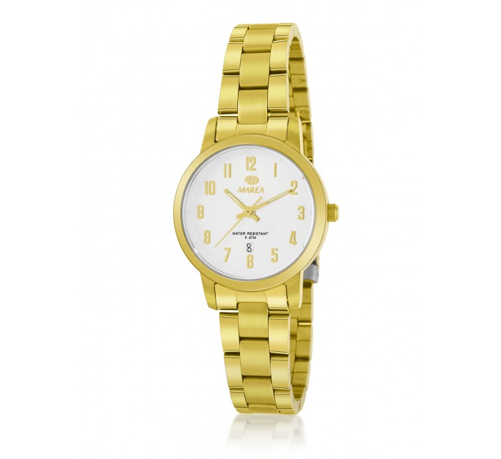 RELOJ MAREA CAJA Y ARMIS ACERO DORADA ESFERA BLANCA B54171/4