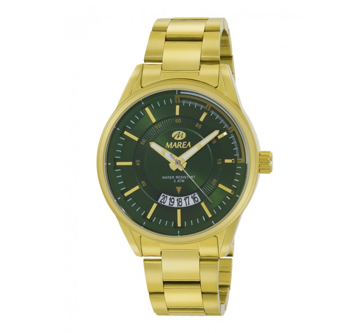 RELOJ MAREA CAJA Y ARMIS ACERO DORADO ESFERA VERDE B54205/7