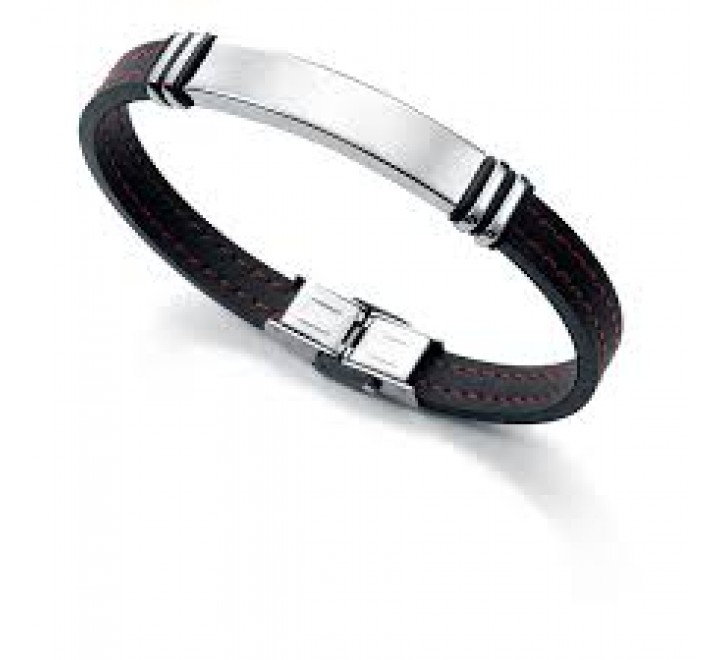 PULSERA VICEROY EN CAUCHO NEGRO CON PLACA DE ACERO.6343P09017