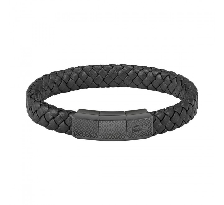 PULSERA LACOSTE CUERO TRENZADO NEGRO 2040285