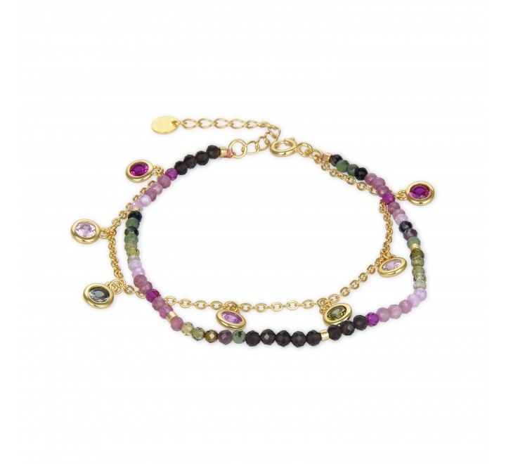 PULSERA LUXENTER PLATA DORADA DOBLE MULTICOLOR BXA241Y79900
