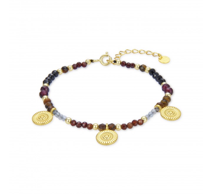 PULSERA LUXENTER PLATA DORADA BOLITAS MARRONES BXA248Y70100